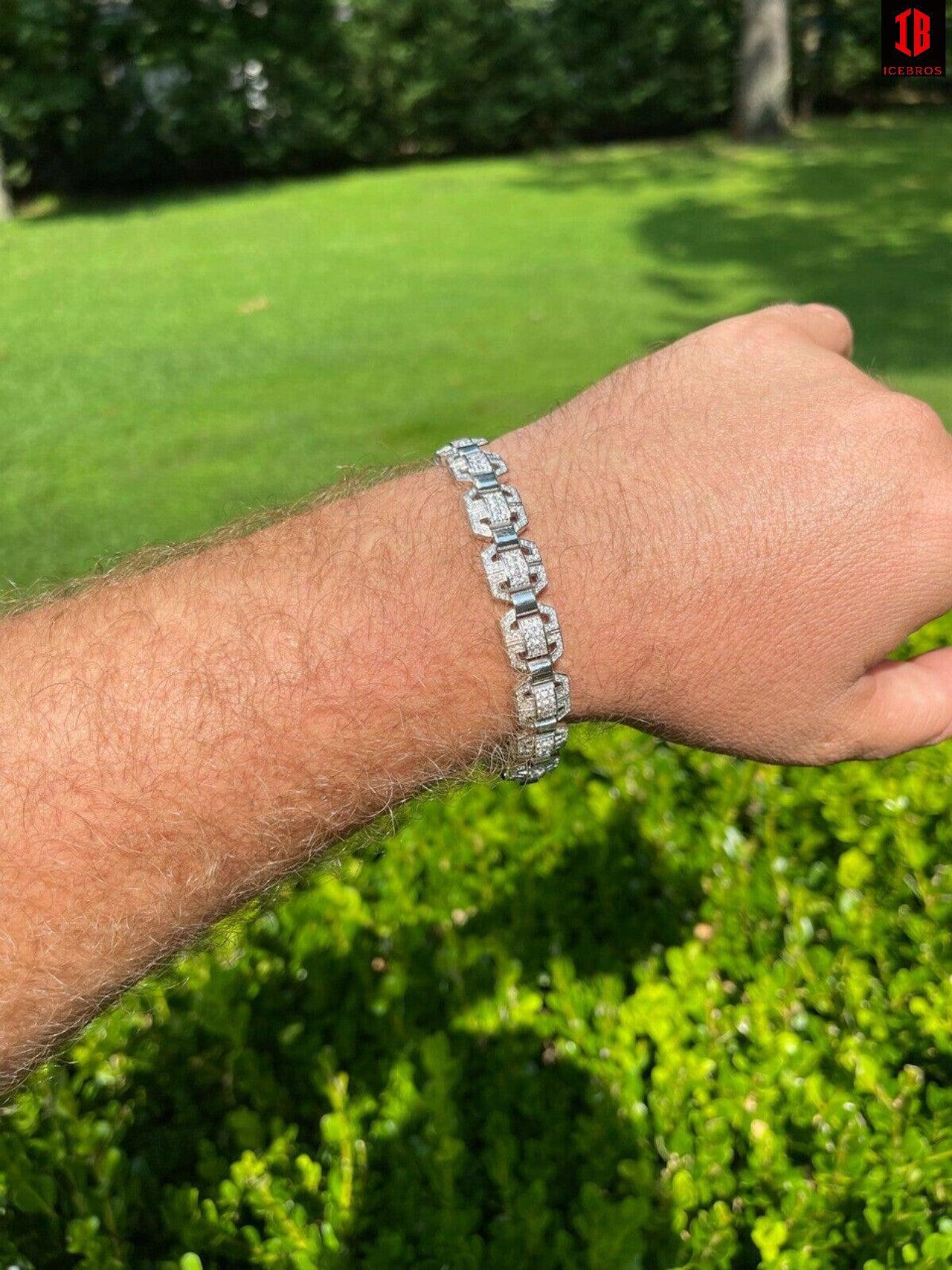 White Gold Custom Link Moissanite Diamond Tennis Bracelet 11mm