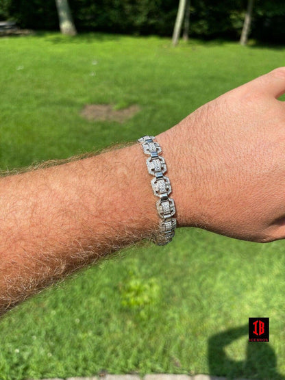 White Gold Custom Link Moissanite Diamond Tennis Bracelet 11mm