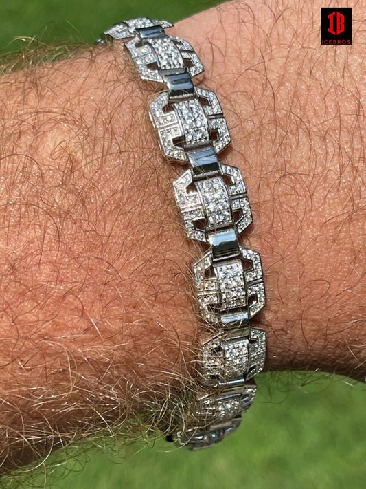 White Gold Custom Link Moissanite Diamond Tennis Bracelet 11mm