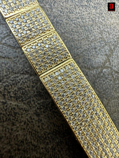 WHITE GOLD GOLD Mens Custom Made ICY Hip Hop Bracelet 14k Gold Plated 925 Sterling Silver CZ