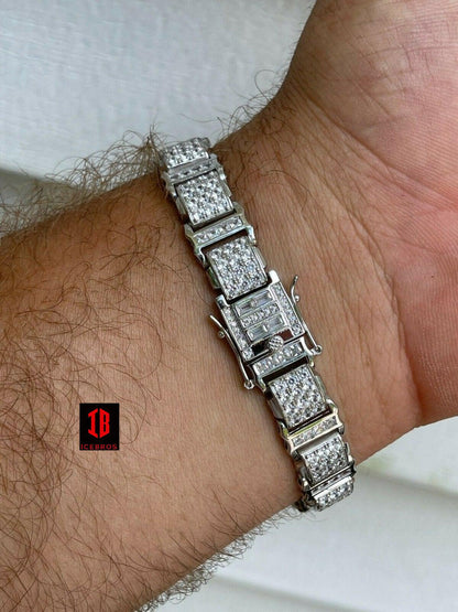 Mens Iced Presidential Bracelet 14k Yellow Gold Over Solid 925 Silver Diamonds