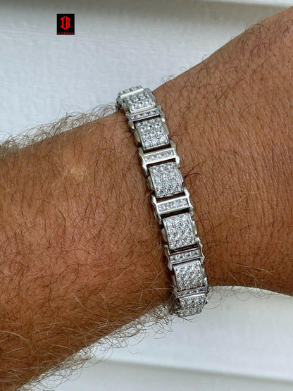 Mens Iced Presidential Bracelet 14k Yellow Gold Over Solid 925 Silver Diamonds