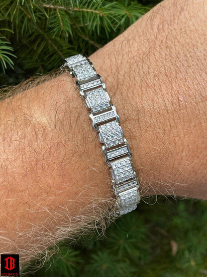 Mens Iced Presidential Bracelet 14k Yellow Gold Over Solid 925 Silver Diamonds