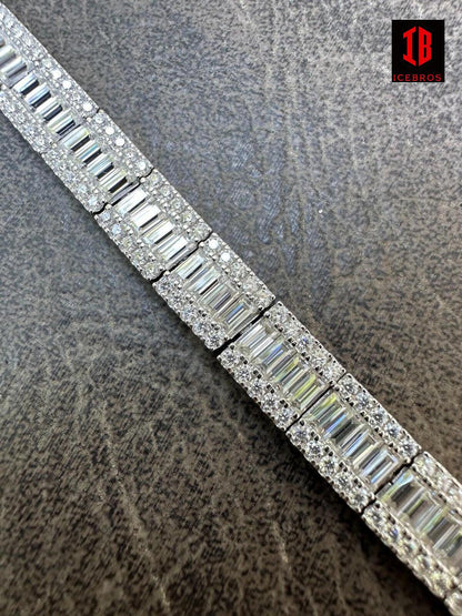 Baguette Cut Moissanite Diamond Tennis Link Bracelet 8mm