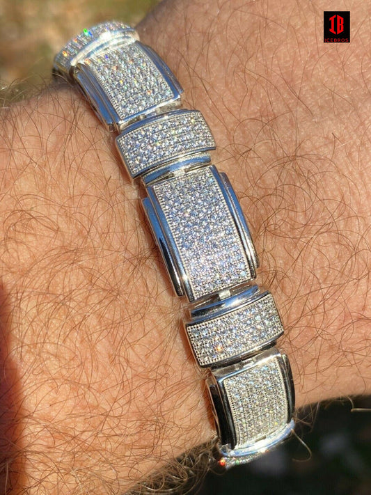 White Gold Custom Presidential cuff Moissanite Tennis Link Bracelet 12mm