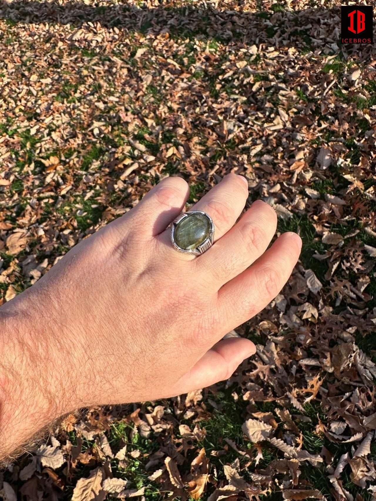 Mens Real Solid 925 Sterling Silver Labradorite Natural Gemstone Ring Sizes 6-13