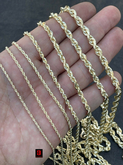 14k ITALY Men's Women's Solid Yellow Gold Solid Rope Chain Necklace 1.5mm-6mm