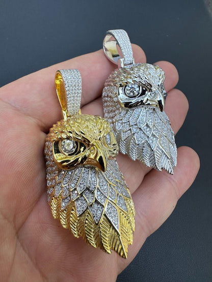 Hand Model Showing 3D Bald Eagle Pendant In 14k Gold or 14k White Gold