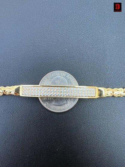 Men Presidential ID Bracelet 14k Gold Vermeil 925 Silver Iced Diamond Hip Hop