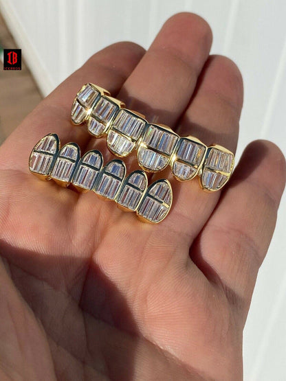 25 Silver White Gold Filled Baguette Diamond GRILLZ Teeth All Grills