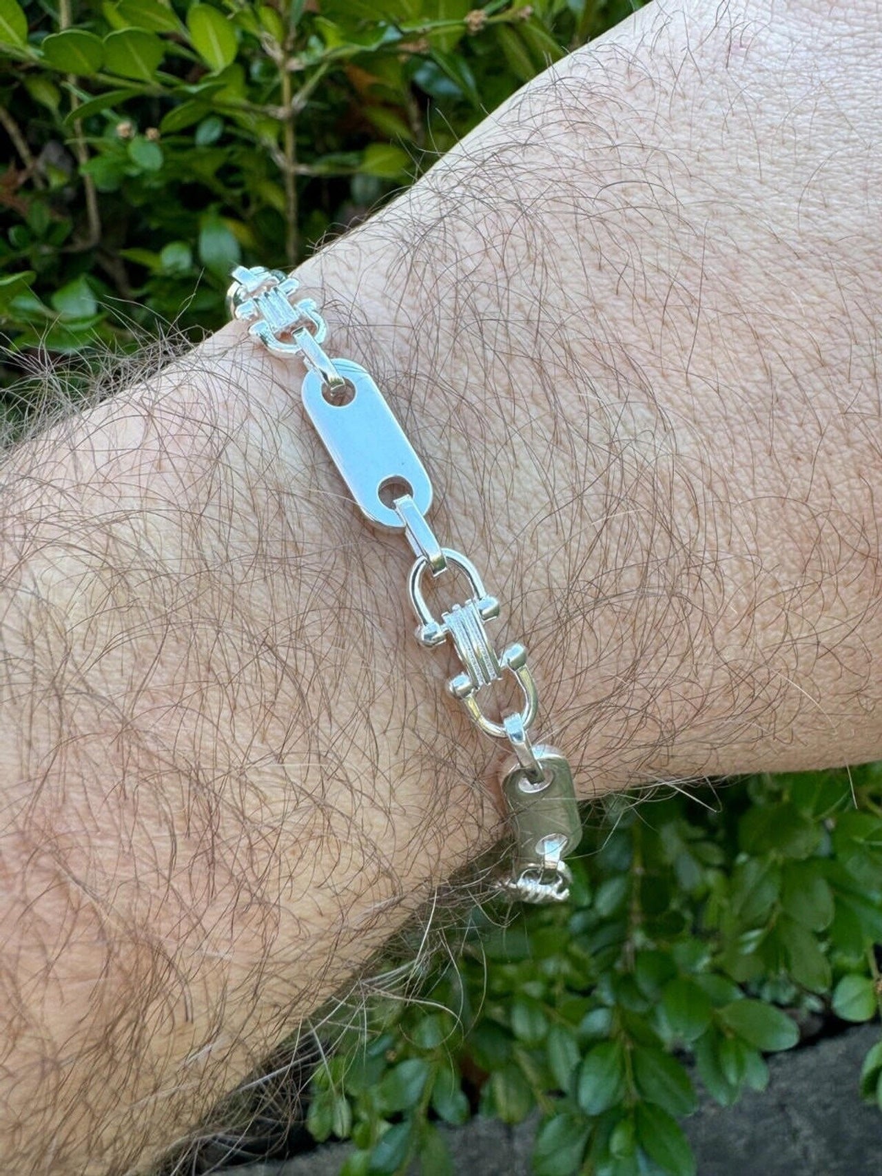 Real 925 Sterling Silver Custom Ferragamo Link bracelet 7.5mm