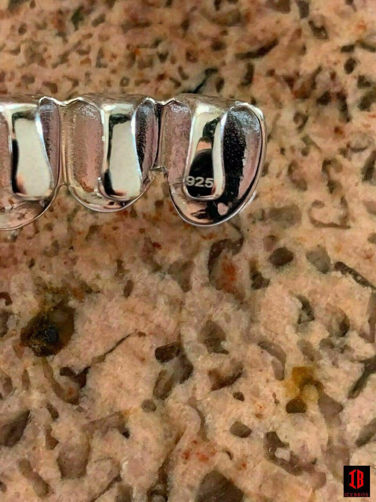 Fine 925 Sterling Silver Custom GRILLZ Teeth Top Bottom Hip Hop Mouth