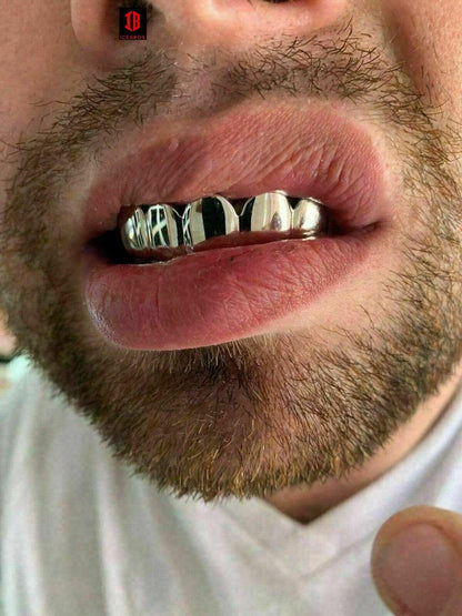 Fine 925 Sterling Silver Custom GRILLZ Teeth Top Bottom Hip Hop Mouth