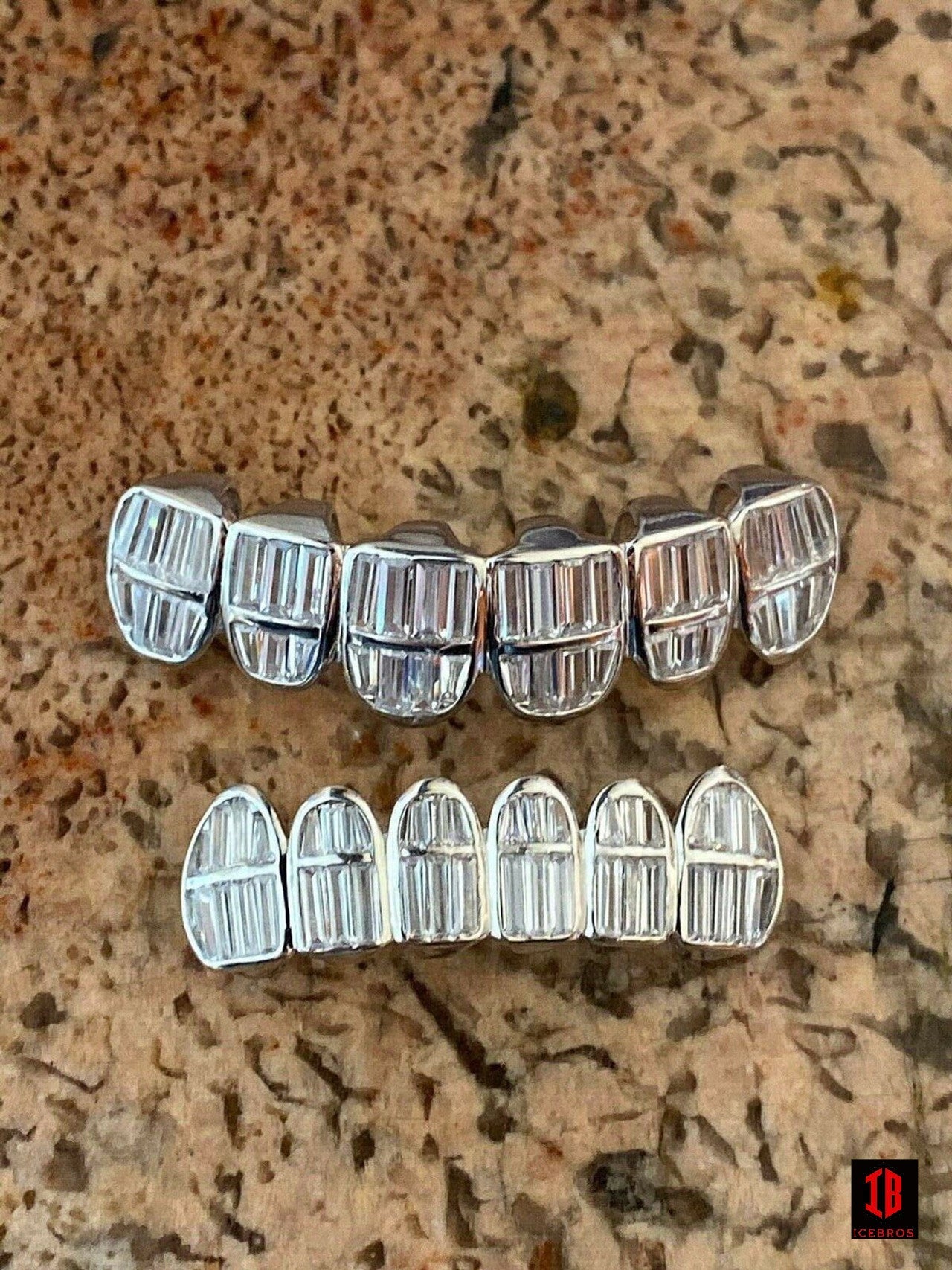 925 Silver 14k Gold Filled Baguette Diamond GRILLZ Teeth All Grills