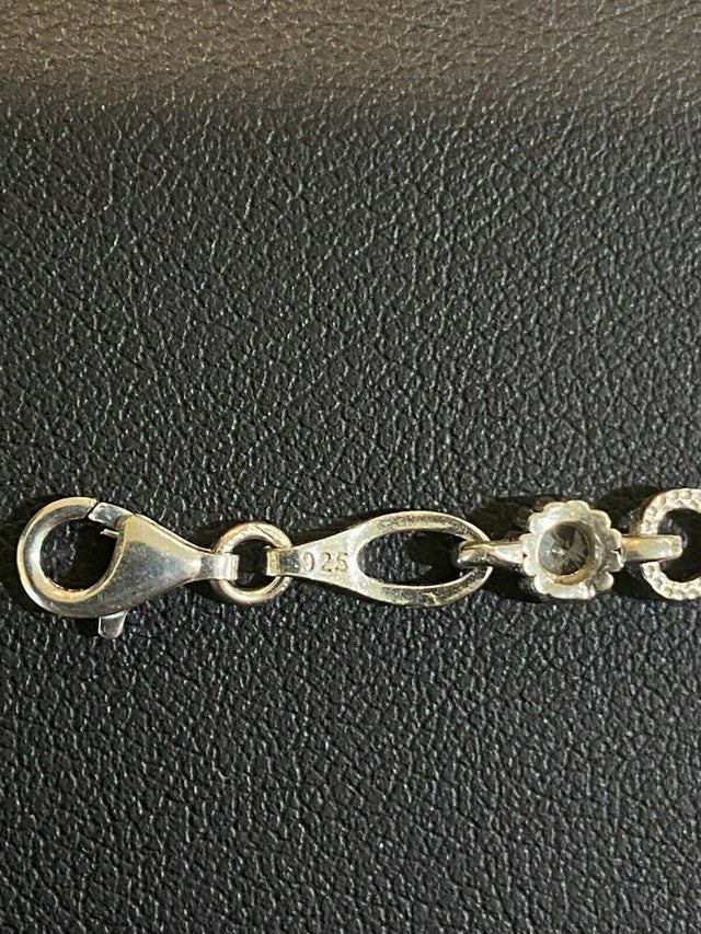 Real 925 Sterling Silver Yellow Rose Gold Infinity Four Leaf Clover CZ Bracelet
