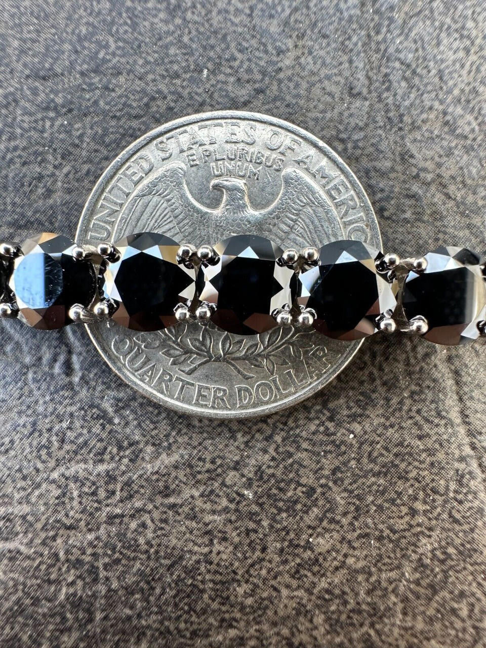 Black MOISSANITE 7mm Tennis Bracelet Oxidized Black Rhodium Over 925 Sterling Silver