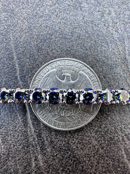 Real Iced Dark Blue MOISSANITE 5mm Tennis Bracelet 925 Silver Pass Diamond Test