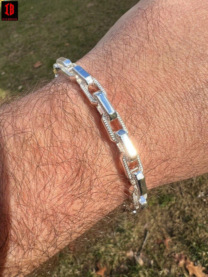 Rolo Hermes Link Real Solid 925 Sterling Silver 7mm Chain Bracelet