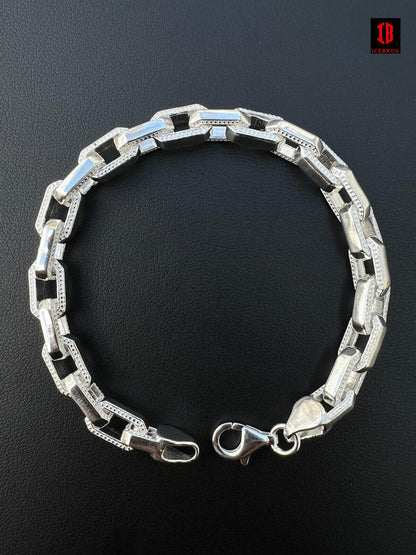 Rolo Hermes Link Real Solid 925 Sterling Silver 7mm Chain Bracelet