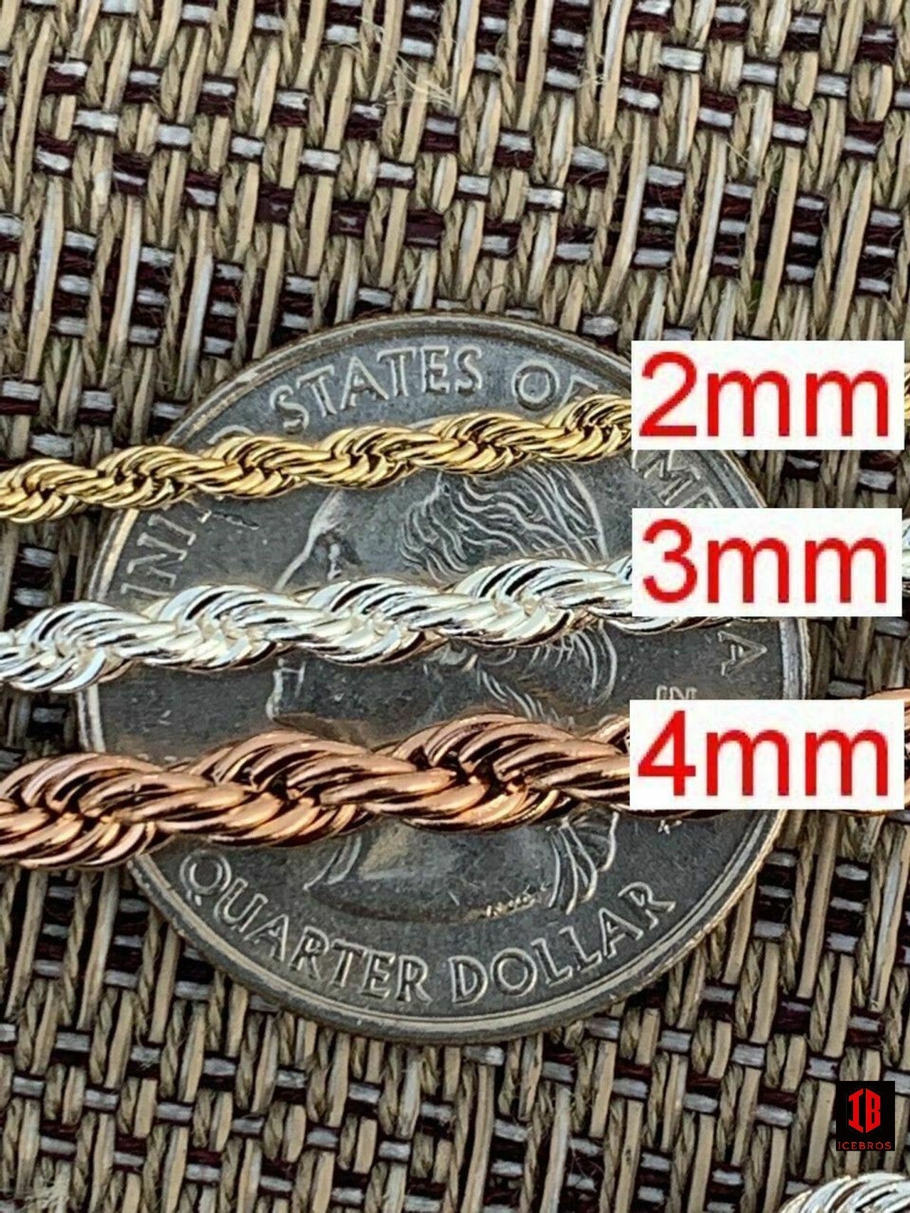 Rope Chain - ROSE Gold Over Solid Stainless Steel - 2-6mm 18-30inch