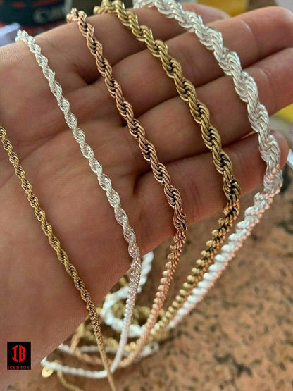 Rope Chain - ROSE Gold Over Solid Stainless Steel - 2-6mm 18-30"