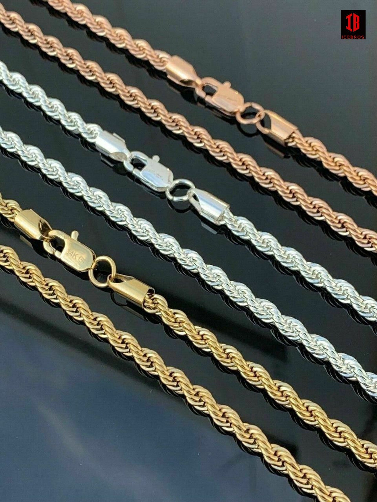 Rope Chain - ROSE Gold Over Solid Stainless Steel - 2-6mm 18-30"