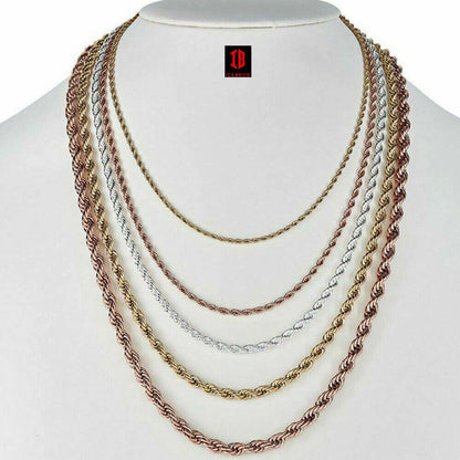 Rope Chain - ROSE Gold Over Solid Stainless Steel - 2-6mm 18-30inch