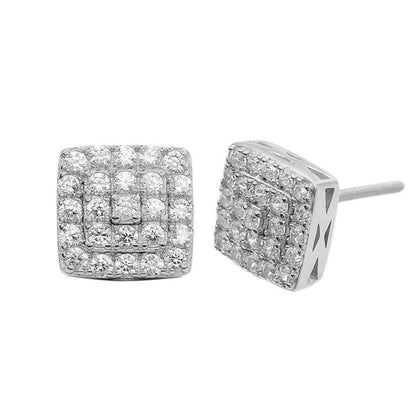 0.62ct VVS Real CVD Diamond Men's Solid 14k WHITE GOLD Iced Hip Hop Square Earrings