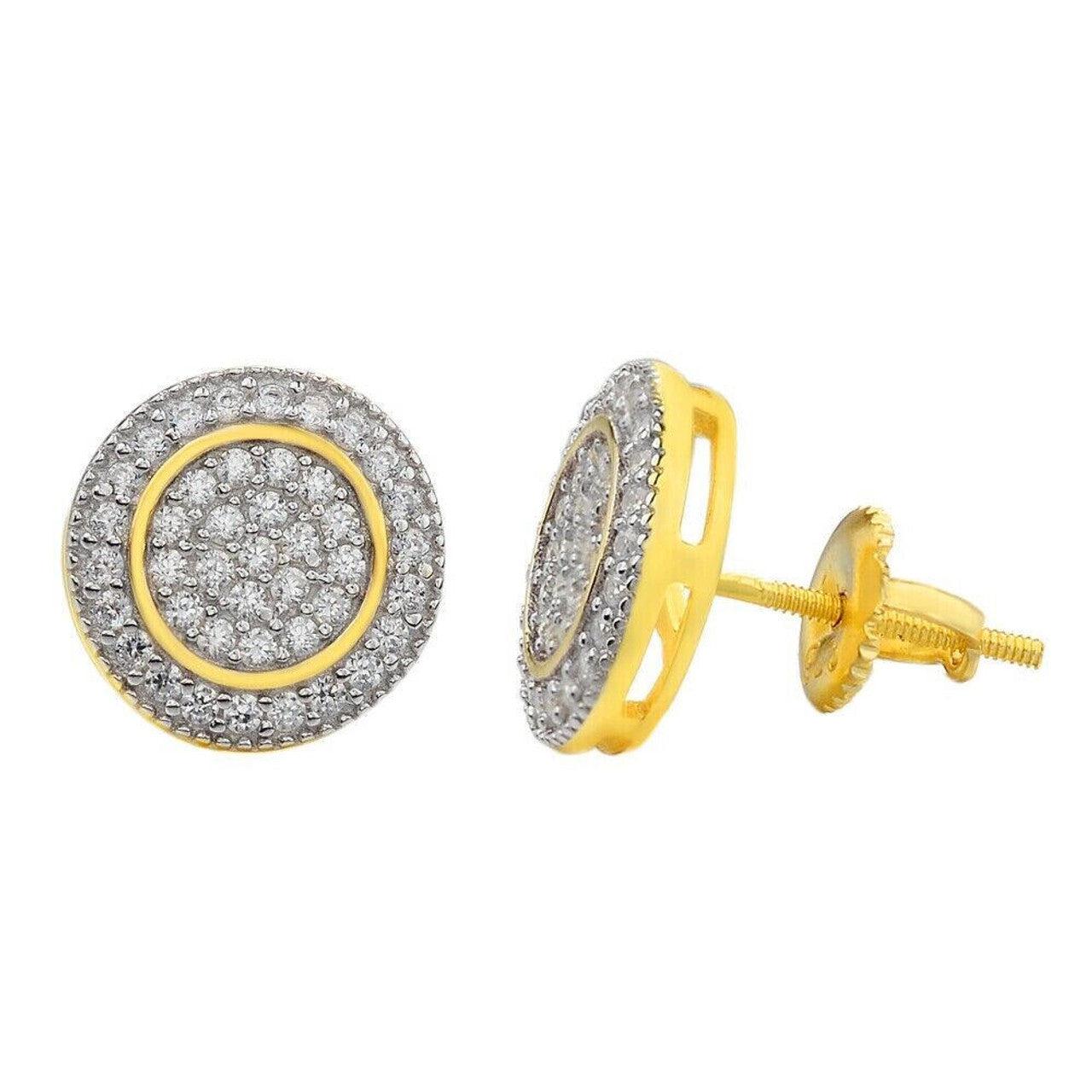 0.8ct VVS CVD Real Diamond Men's Solid 14k Yellow Gold Iced Hip Hop Round Earrings