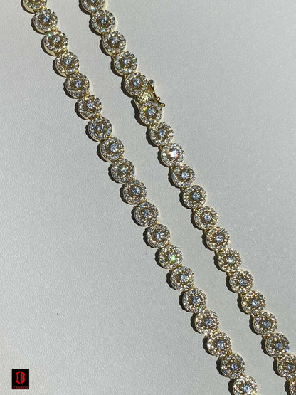 8mm 14k Gold Over Solid 925 Silver Tennis Chain Real Iced Flooded Out cz Diamond Choker