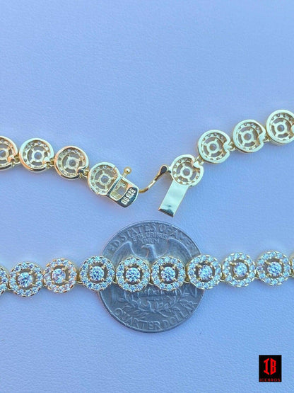 8mm 14k Gold Over Solid 925 Silver Tennis Chain Real Iced Flooded Out cz Diamond Choker