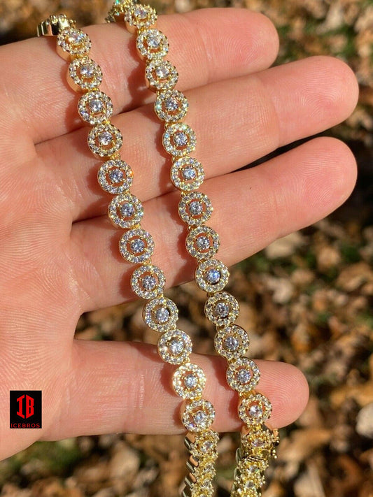 8mm 14k Gold Over Solid 925 Silver Tennis Chain Real Iced Flooded Out cz Diamond Choker