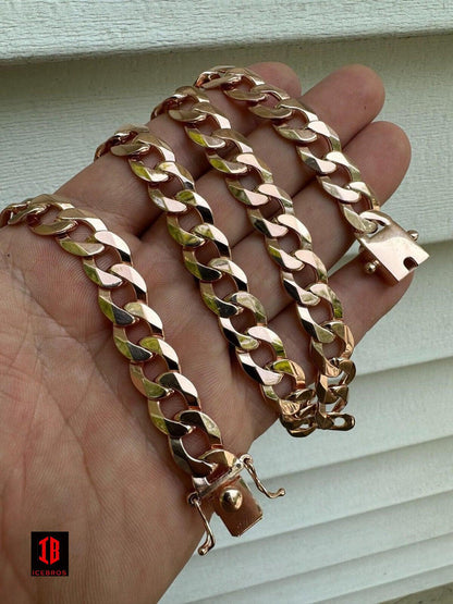 Flat ITALY Curb Cuban Link Necklace 925 Sterling Silver Sleek Boxed Clasp