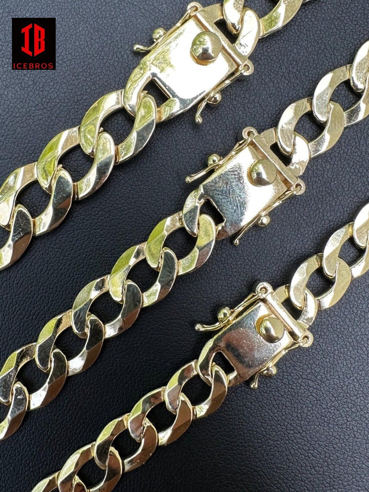 Flat ITALY Curb Cuban Link Necklace 14K Gold Over 925 Sterling Silver Sleek Boxed Clasp