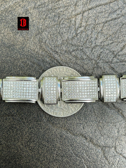 14k Gold Custom Presidential cuff Moissanite  tennis Link Bracelet 12mm