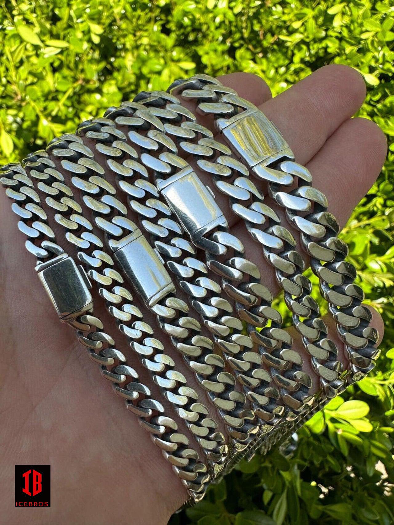 Miami Cuban Link Bracelet Box Lock 925 Silver Rhodium Coated (6-12mm)