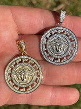 MOISSANITE Real 925 Silver / Gold Hip Hop Medusa Head Pendant Mens Iced Necklace Medallion - Pass Diamond Tester