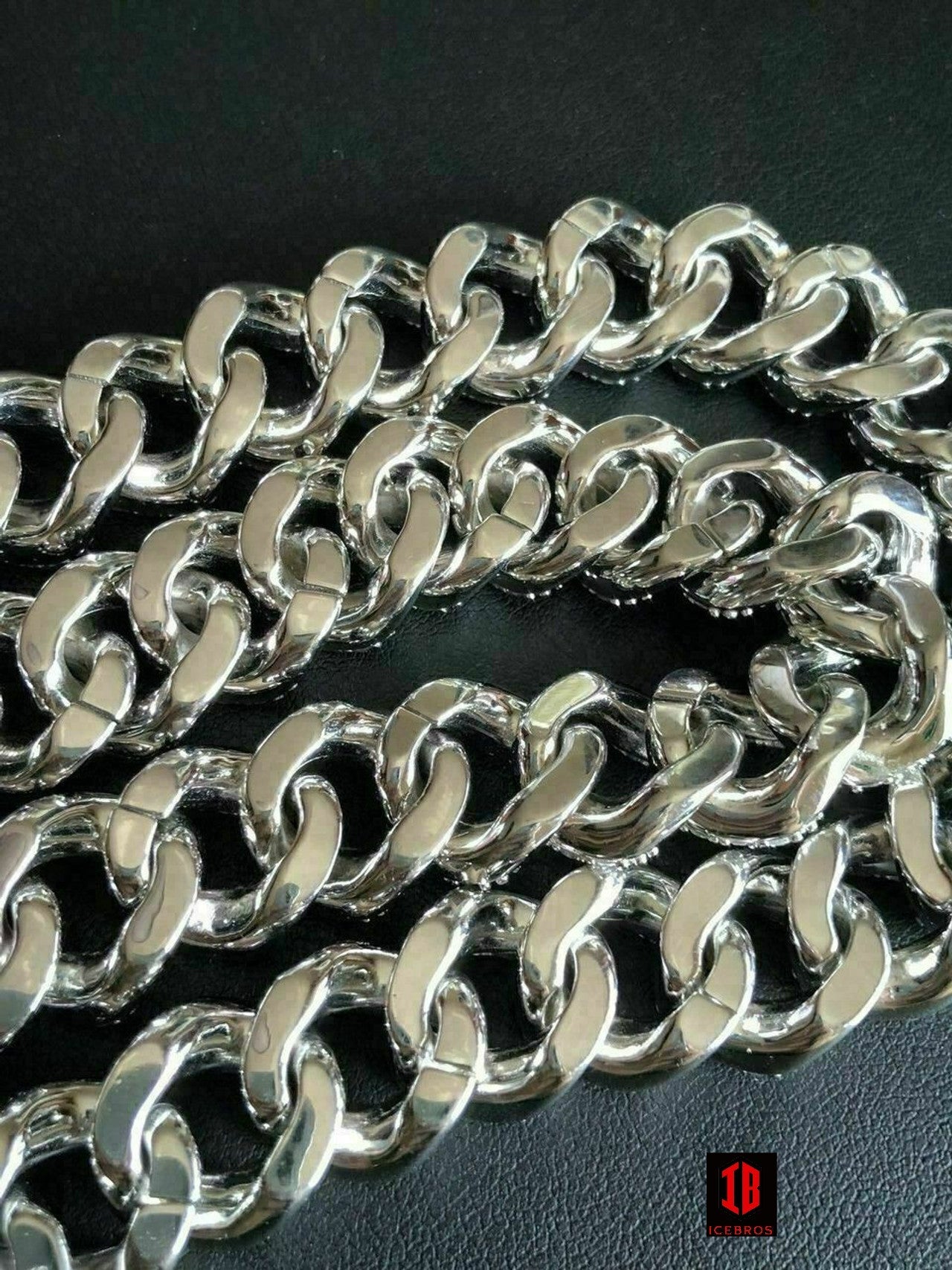 WHITE GOLD Real Miami Cuban Link Chain Iced Diamond Out Solid 925 Sterling Silver Necklace